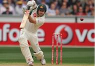 Ed Cowan, punching down one through mid off.